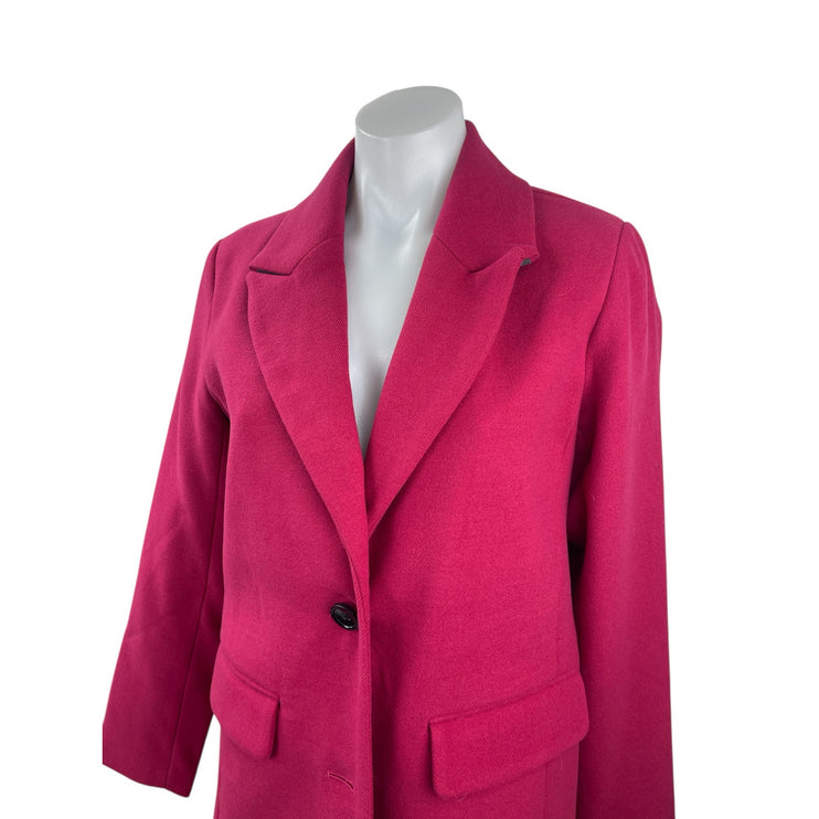Banana Republic Pink Wool Notched Collar Long Sleeve Walker Pea Coat Jacket Sz S