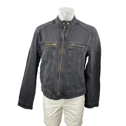 Asos Men's Black Washed Long Sleeve Full Zip Trucker Denim Jean Jacket Size L