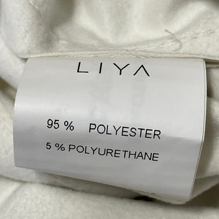 LIYA Cream White Faux Leather High Rise Slim Fit Straight Leg Trouser Pants US 6