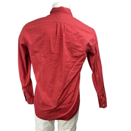 J.Crew Men's Red Printed Long Sleeve Collar Slim Fit Button Down Pocket Shirt M
