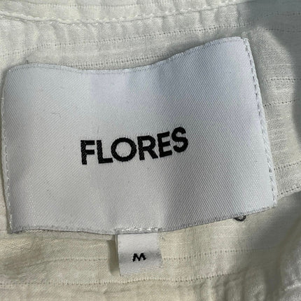 Flores Women's White Short Sleeve Pocket Minimalist Button Down Shirt Top Size M