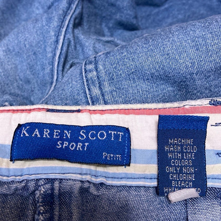 Karen Scott Women's Blue High Waisted Casual Denim Jeans Bermuda Shorts Size 6P