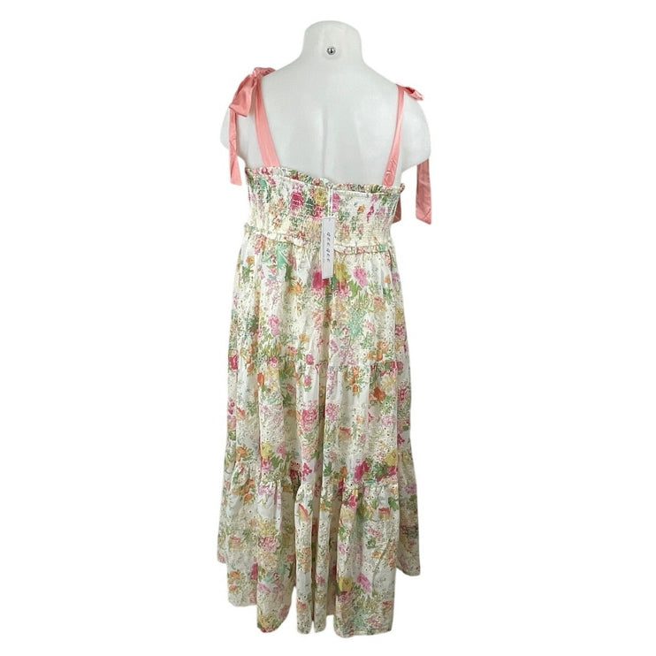 NEW GeeGee Floral Embroidery Eyelet Sleeveless Midi Tank Flare A-Line Dress 2XL