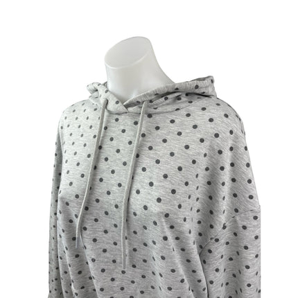 Cider Women's Gray Black Polka Dots Long Sleeve Hoodie Hooded Sweatshirt Top XL