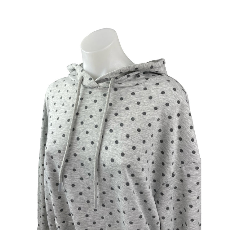 Cider Women's Gray Black Polka Dots Long Sleeve Hoodie Hooded Sweatshirt Top XL
