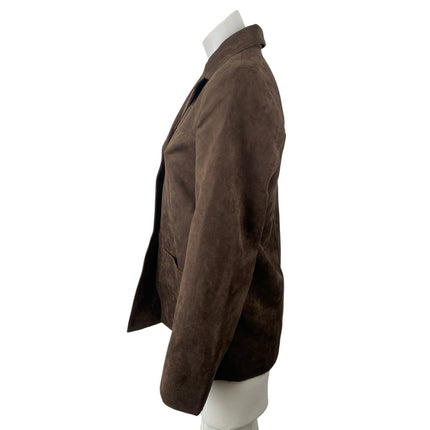 H&M Women's Brown Long Sleeve Button Up Notch Lapel Blazer Coat Jacket Size XS