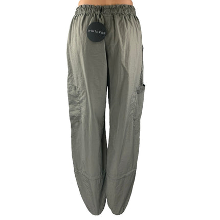 NEW White Fox Green Tapered Baggy Trousers Cargo Windbreaker Jogger Pants Sz XS