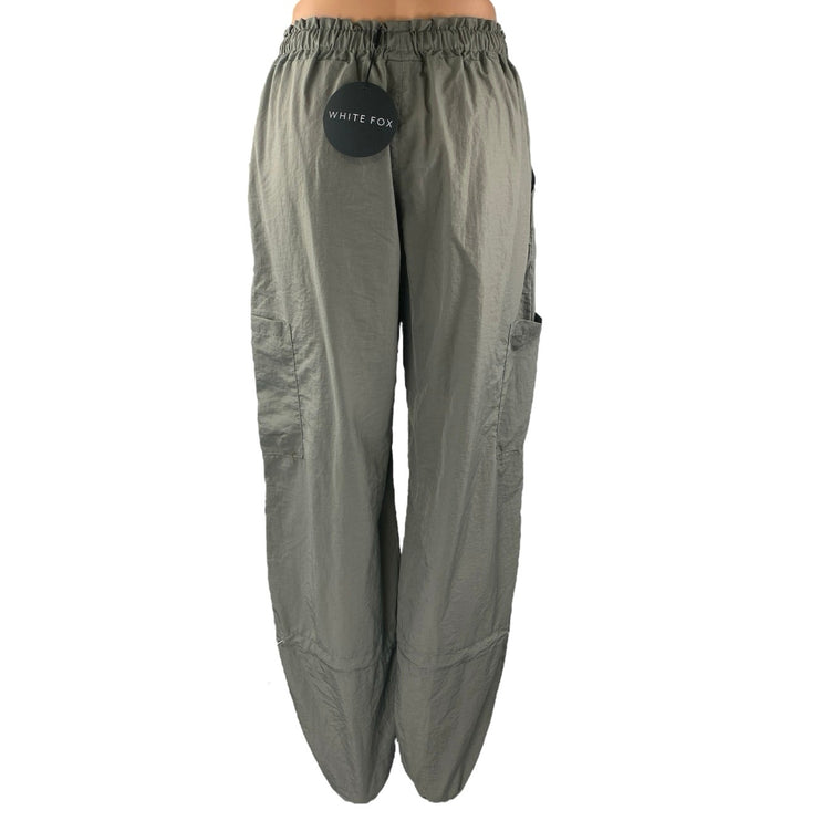 NEW White Fox Green Tapered Baggy Trousers Cargo Windbreaker Jogger Pants Sz XS