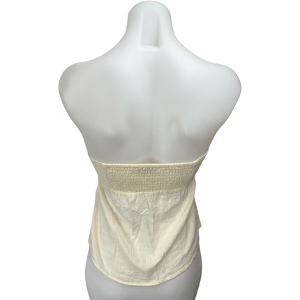 Edikted Cream Strapless Bandeau Tube Sleeveless Split Lace Up Blouse Top Size S