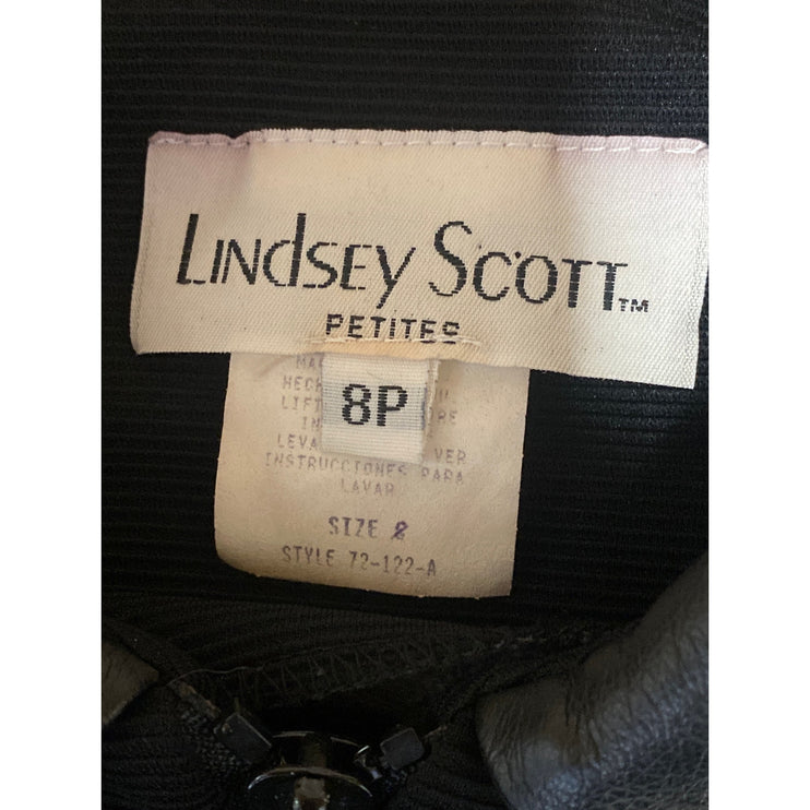 Lindsey Scott Women's Black Full Zip Faux Leather Collared Coat Jacket Size 8