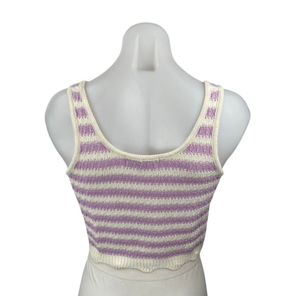 Willow & Wind Purple Lilac Striped Crop Tank Top Cardigan 2 Piece Set Size M