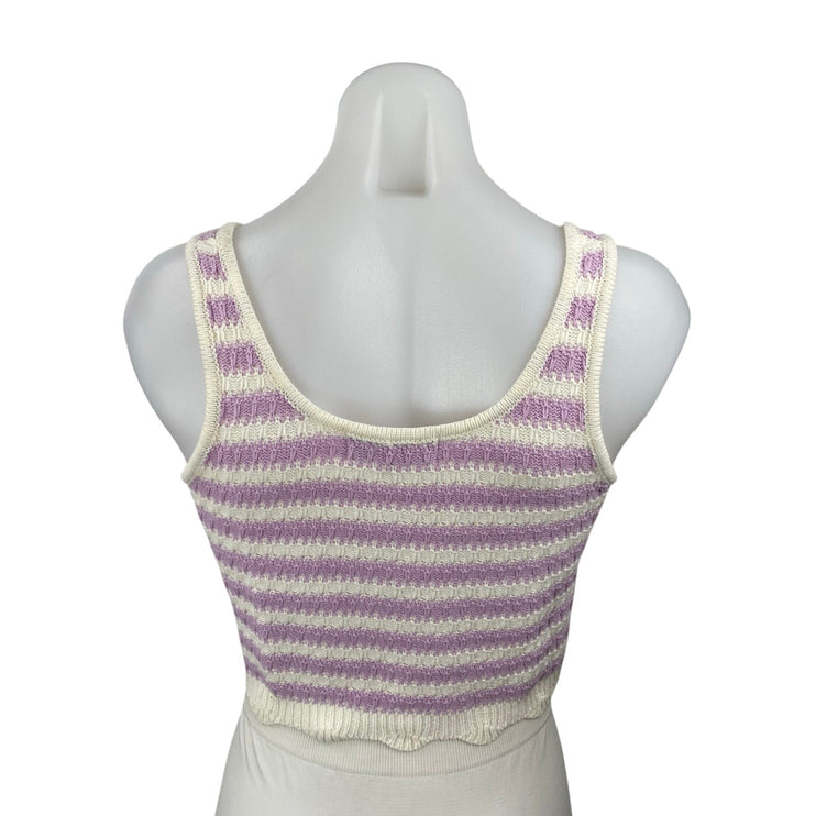 Willow & Wind Purple Lilac Striped Crop Tank Top Cardigan 2 Piece Set Size M
