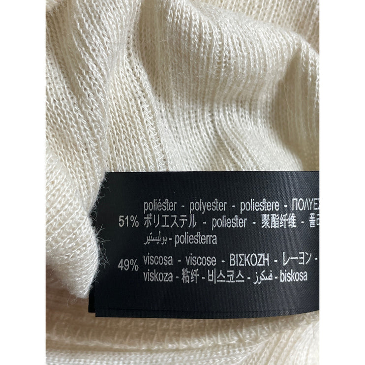 NEW Zara Cream Pointelle Ribbed Crew Neck Long Sleeve Sweater T-Shirt Top Size S