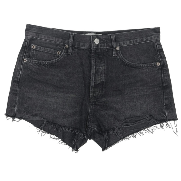 Agolde Womens Black Denim High Rise Cut Off Hem Casual Mini Jeans Shorts Size 27