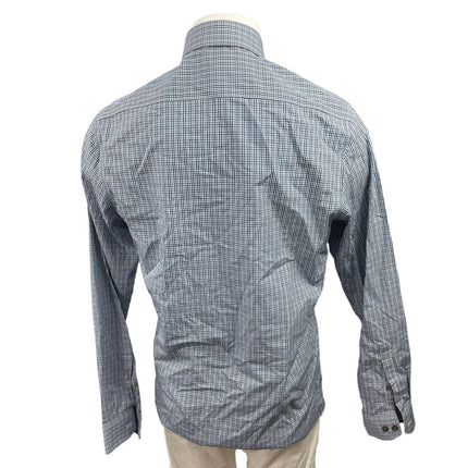 Kenneth Cole Mens Blue Plaid Checkered Long Sleeve Collared Button Down Shirt 34