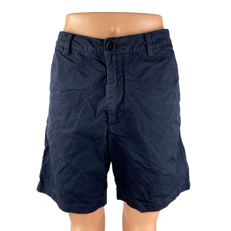 Arket Women's Blue High Waisted Straight Leg Bermuda Chino Khaki Shorts Size M