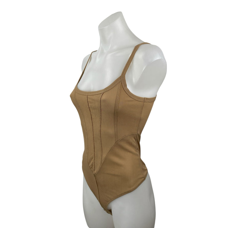 Free People Intimately That Girl Beige Sleeveless Cami Corset Bodysuit Top Sz S