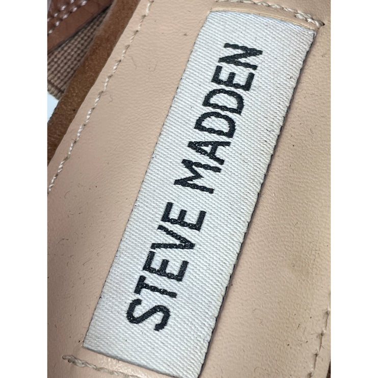 Steve Madden Carter Camel Tan Suede Leather Slingback Platform Sandals Size 10