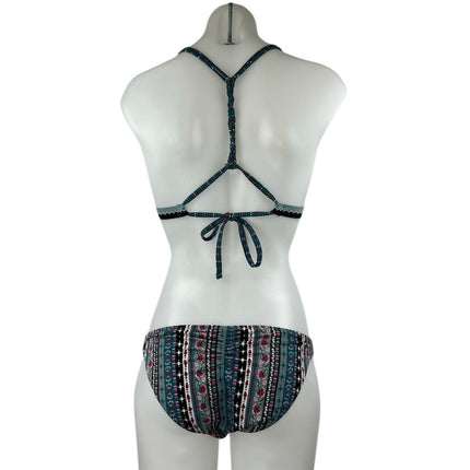 Xhilaration Women's Green Floral Halter Two Piece Beach Bikini Swimwear Size S