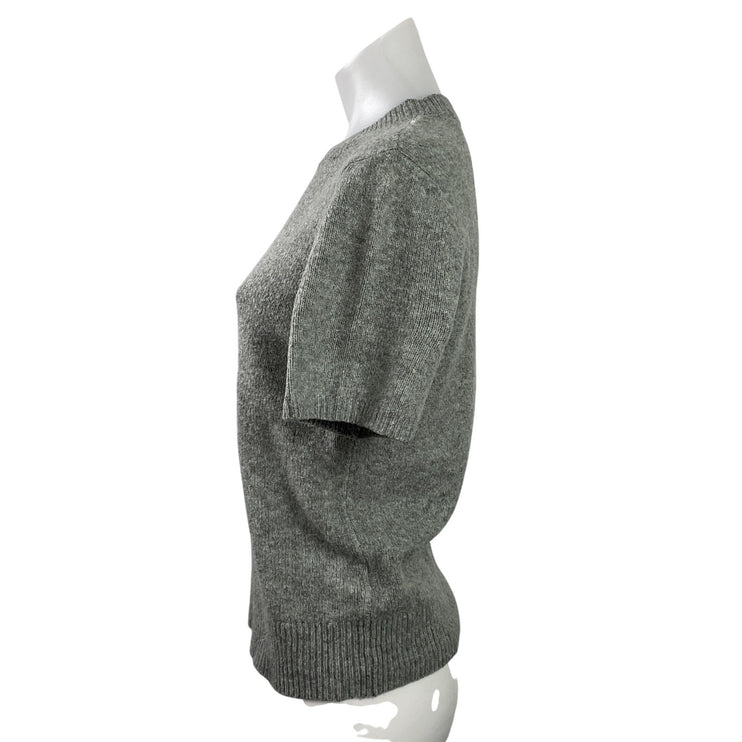 Abercrombie & Fitch Women's Gray Wool Short Sleeve Knit Crewneck Sweater Top M