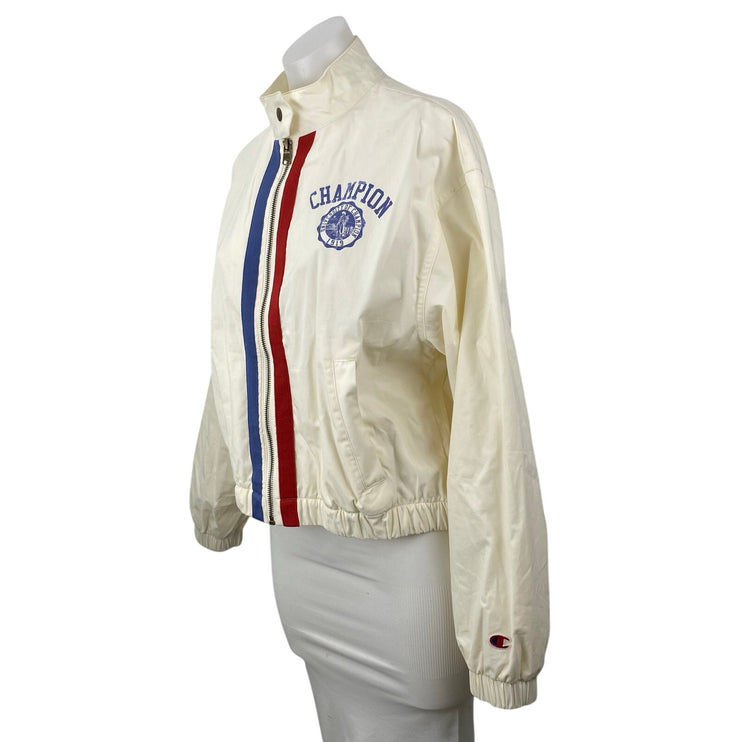 Champion Game Day Stripe Logo Long Sleeve Zip Windbreaker Athletic Jacket Top M