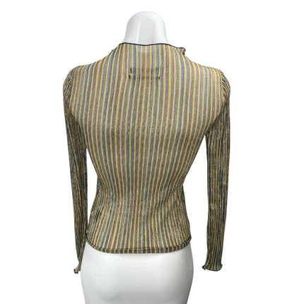 Urban Outfitters Multicolor Striped Metallic Long Sleeve Mock Neck Blouse Top XS