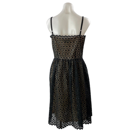 Trina Turk Black Lace Floral Sleeveless Eyelet Camisole Fit & Flare Dress Sz 10