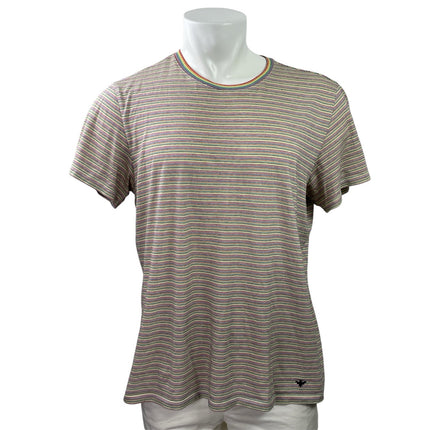 Bombas Men's Rainbow Striped Pride Short Sleeve Crew Neck T Shirt Tee Top Size L