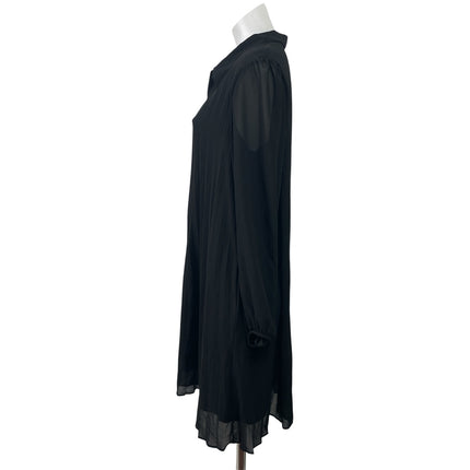 Nine West Womens Black Collared V-neck Long Sleeve Mini Shift Shirt Dress Size M