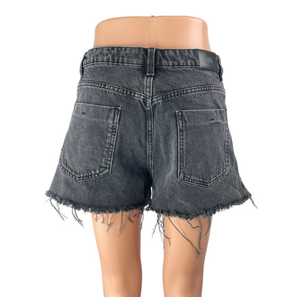 Zara Women's Black High Waisted Frayed Raw Hem Cut Off Denim Jeans Shorts Size 8