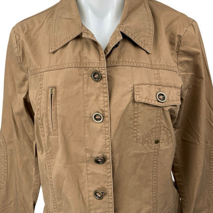 Tribal Women's Brown Long Sleeve Button Down Casual Utility Cargo Coat Jacket 4