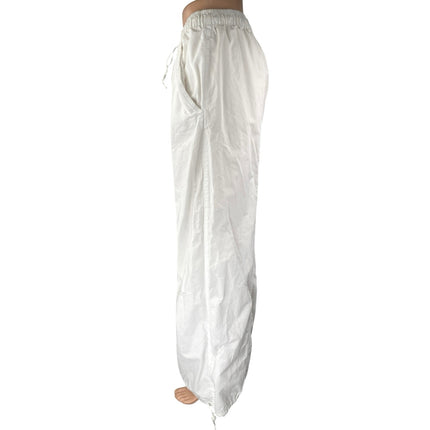Zara Women's White Elastic Waist Drawstring Windbreaker Jogger Sweatpants Sz XXL