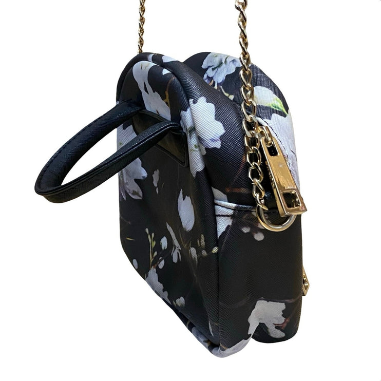 Lionel Women's Black Studded Floral Chain Crossbody Satchel Pouch Handbag OS