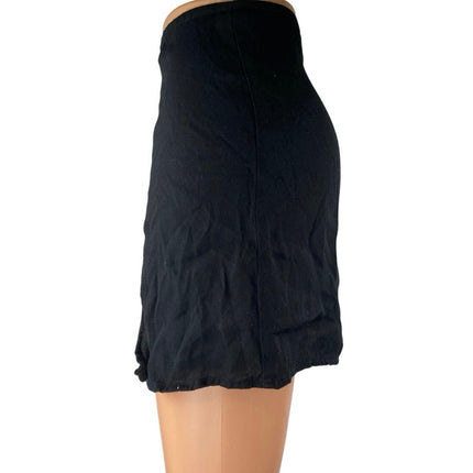 Reformation Margot Women's Black Side Slit High Waisted A Line Mini Skirt Size 2