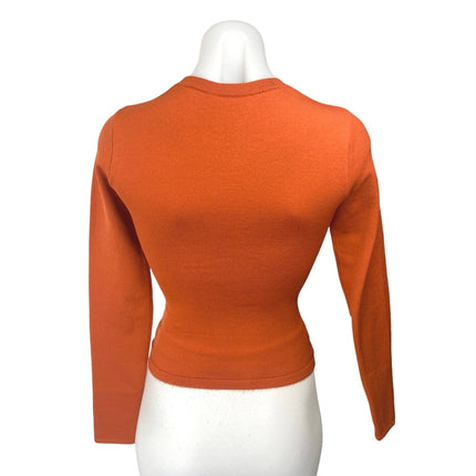 Aritzia Babaton Coral Orange Long Sleeve Crew Neck Slim Sweater Top Size 2XS