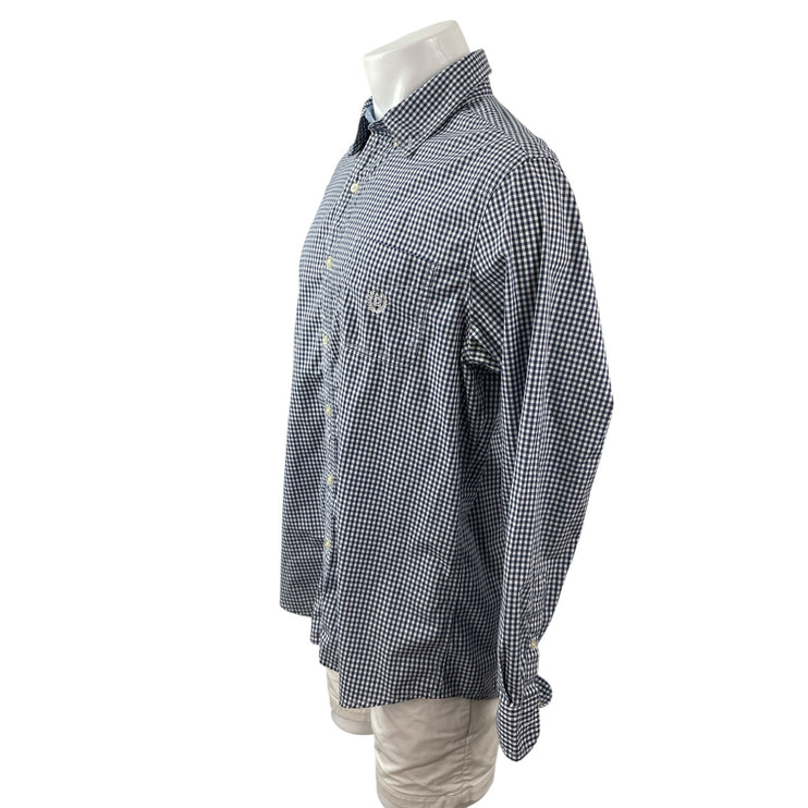 Chaps Men's Blue Gingham Checkered Long Sleeve Button Down Shirt Top Size L