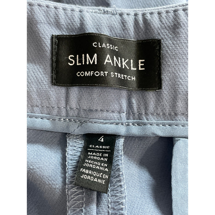 White House Black Market Women's Blue High Rise Straight Trousers Pants Size 4