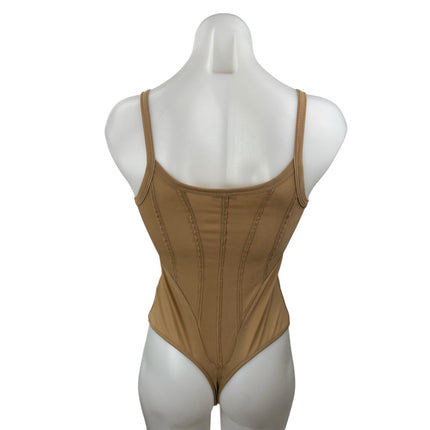 Free People Intimately That Girl Beige Sleeveless Cami Corset Bodysuit Top Sz S