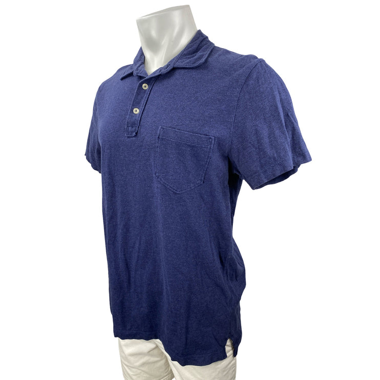 J.Crew Men's Navy Blue Short Sleeve Golf Chest Pocket Polo Shirt Top Size L