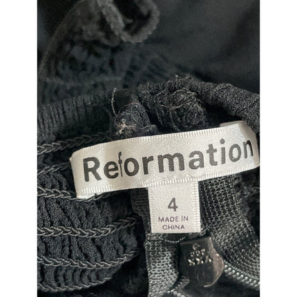 Reformation Women's Black Smocked Back Sleeveless Strapless Bandeau Crop Top 4