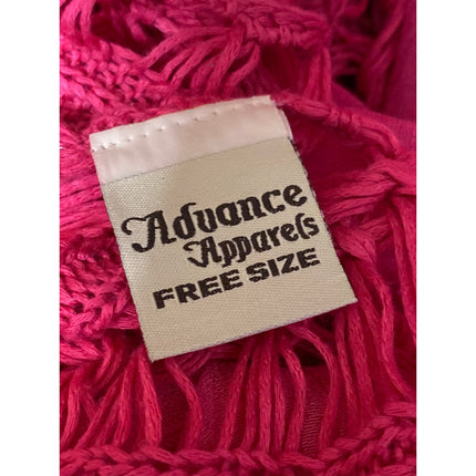 Advance Apparels Pink Crochet Knit Sleeveless Boho Mini Swing Tunic Dress Sz OS