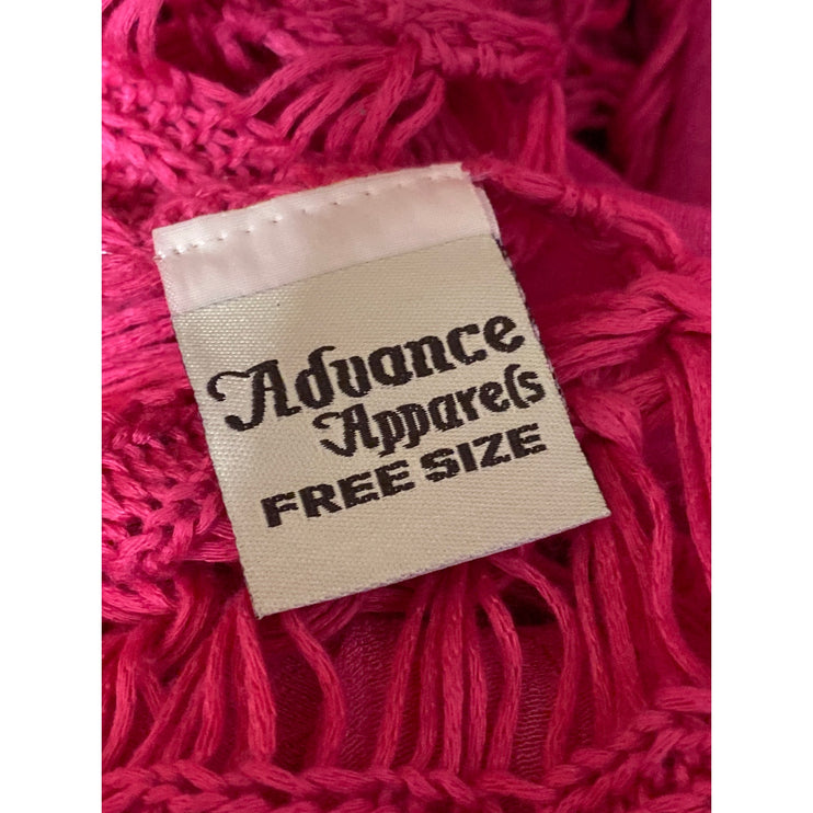 Advance Apparels Pink Crochet Knit Sleeveless Boho Mini Swing Tunic Dress Sz OS