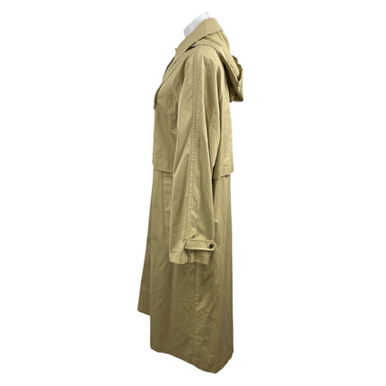 Zara Beige Long Sleeves Snap Button Hooded Long Rain Trench Coat Jacket Size XS