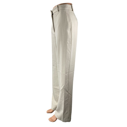 Zara Women's White High Waisted Wide Leg Baggy Trousers Dress Pants Size S