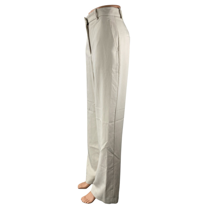 Zara Women's White High Waisted Wide Leg Baggy Trousers Dress Pants Size S