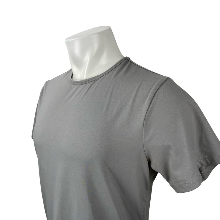Cuts Curve Hem Men's Gray Crew Neck Short Sleeve Casual Tee Basic T-Shirt Top L
