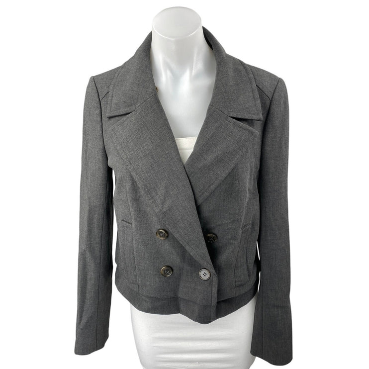 Ann Taylor Women's Gray Long Sleeve Double Breasted Blazer Coat Jacket Size 6
