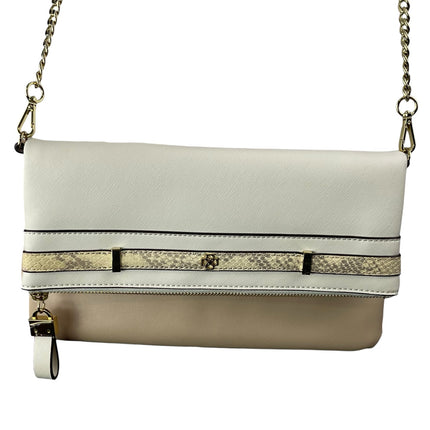 Ann Taylor Women's White Beige Chain Crossbody Wallet Clutch Purse Mini Bag OS