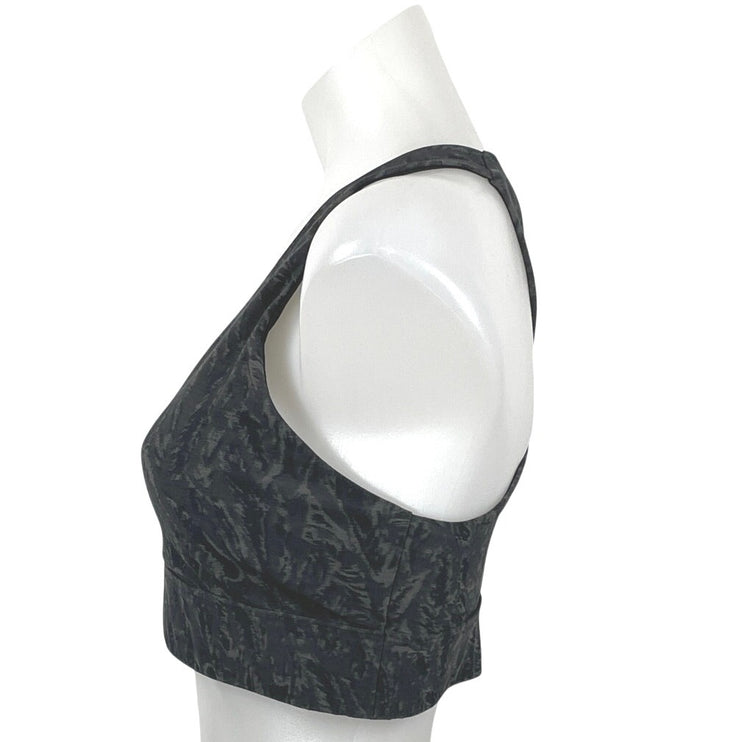 Greyson Black Gray Printed Cross Back Yoga Athletic Sports Bra Crop Top Size M