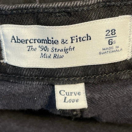 Abercrombie & Fitch 90s Straight Black Mid Rise Straight Denim Jeans Pants Sz 28